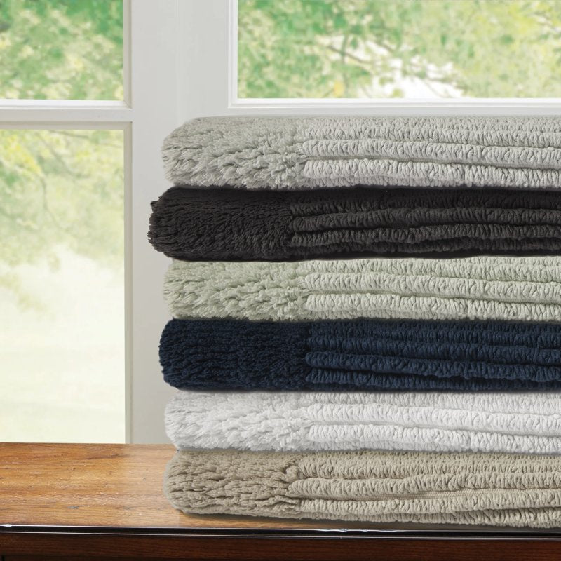 Hotel Style Silver Egyptian Cotton Bath Runner 24 x 60 Inches - Non-Skid Bathroom Rug