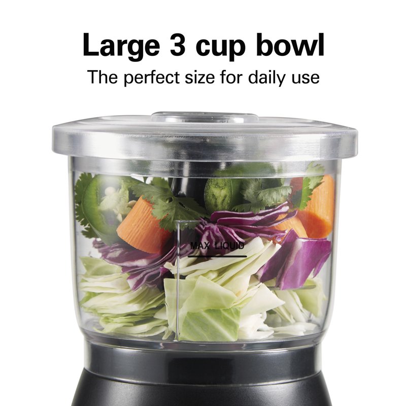 3-Cup Stack & Press Food Chopper and Mini Processor - Black