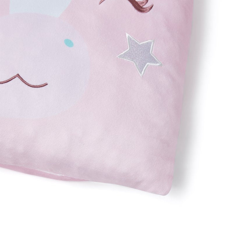 Pink Unicorn Decorative Throw Pillow - 18x18 Inch Kids Room Accent - Snuggly Plush Cushion with Multicolor Design