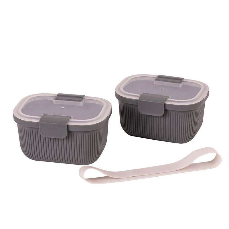 Bento Snack Container - 19oz Capacity, Grey, Stackable Design