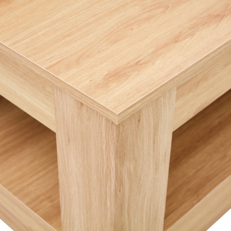 Double Layer Coffee Table - Industrial Style Natural Wood