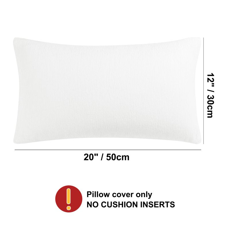 Water-Resistant Throw Pillow Cover 12x20 White Chenille Home Decor