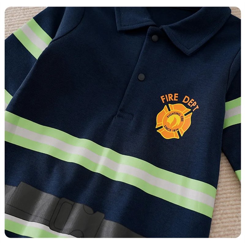 Baby Boys Firefighter Costume Romper - 6-9 Months Cotton Cosplay Jumpsuit