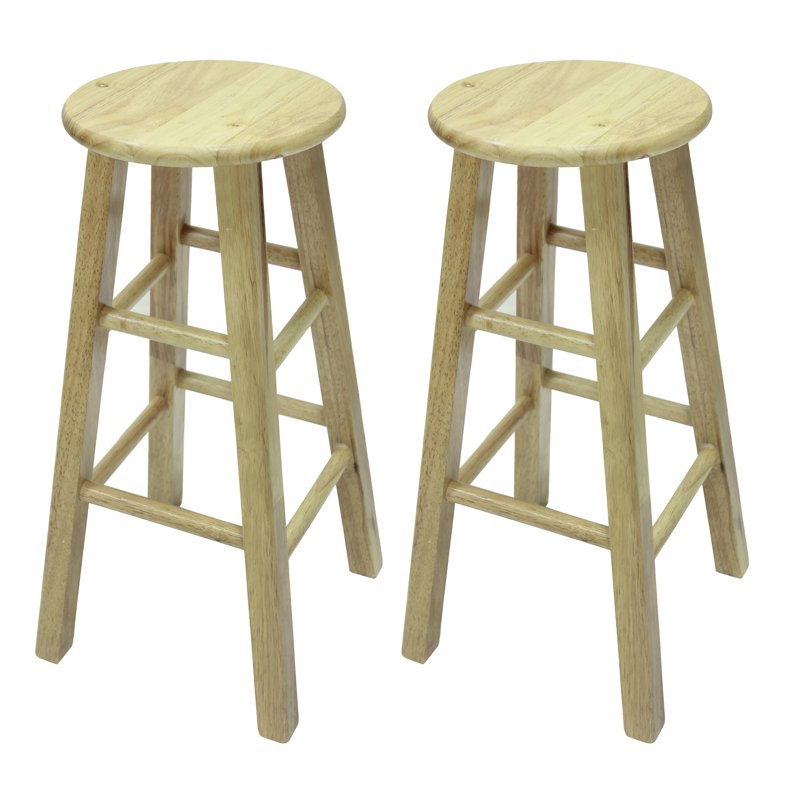 29" Natural Wood Backless Barstool - Fully Assembled