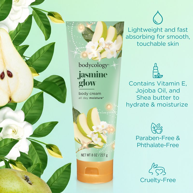 Jasmine Glow Shea Butter Body Cream - Moisturizing Floral Body Lotion, 8 oz