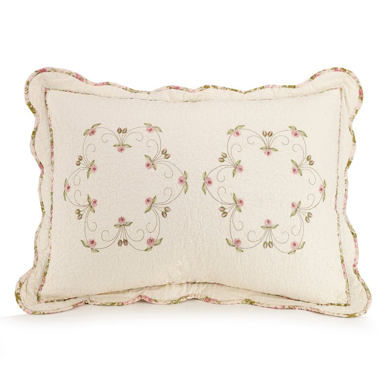 Modern Heirloom Felisa Pink Floral Embroidered Bedspread King