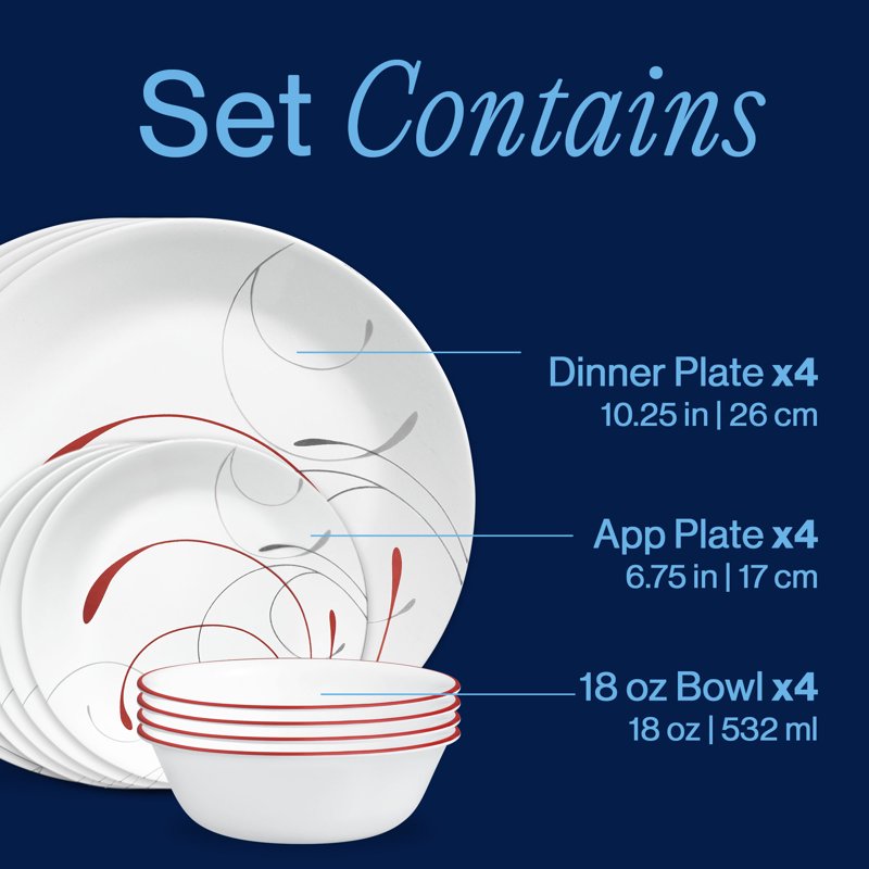 Corelle Splendor 12-Piece Glass Dinnerware Set - 2 Pack