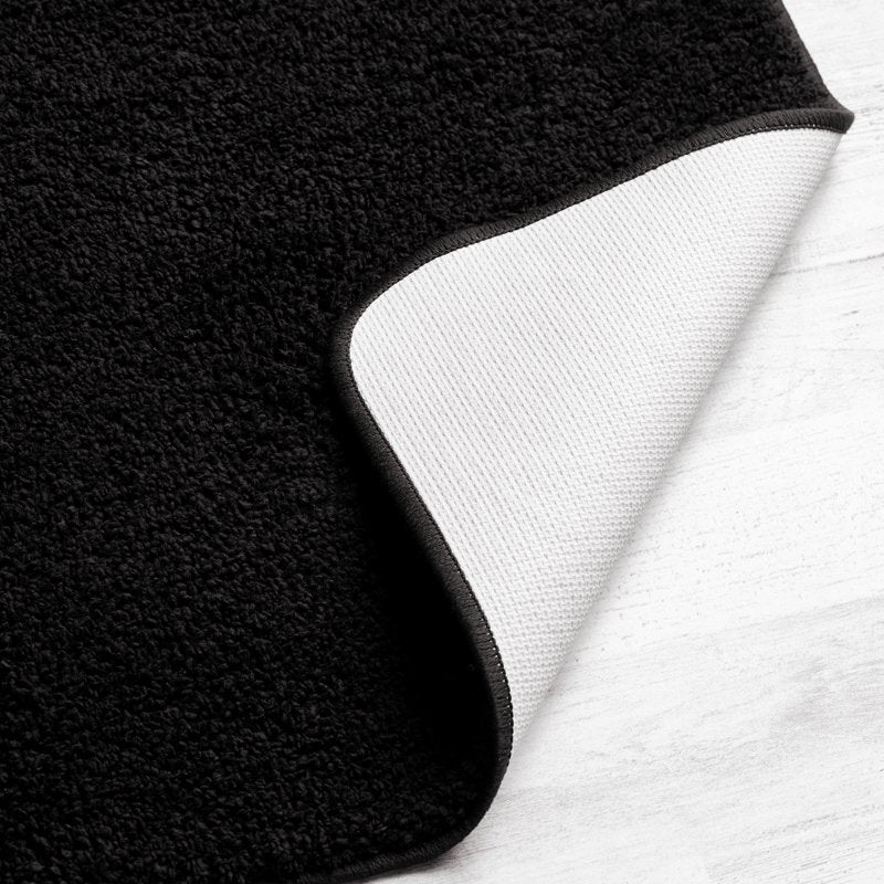 Bath Rug 20 x 32 Inches - Non-Slip Polyester Bathroom Mat - Black - Variation of THIS listing