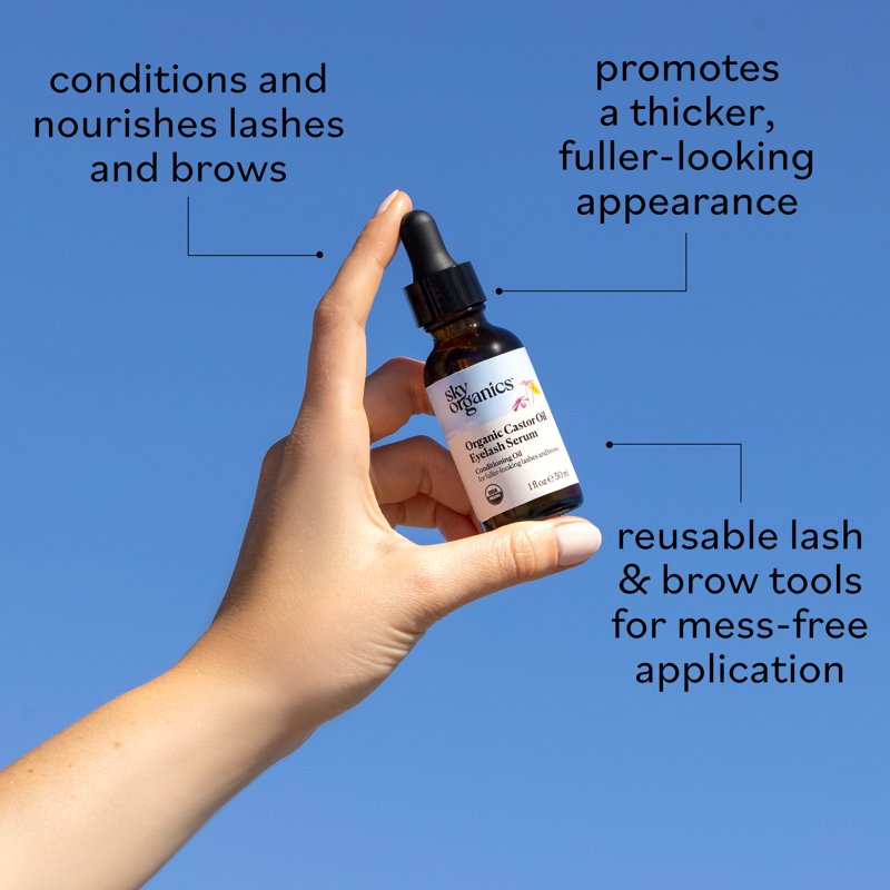 Organic Cold-Pressed Castor Oil for Eyelashes and Eyebrows, 1 fl oz