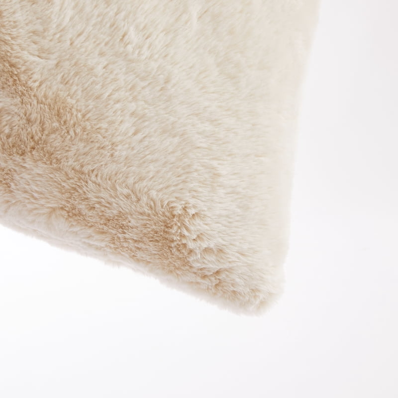 Set of 2 Faux Tip Dyed Fur Decorative Pillows - 20x20 Inches Beige - Reversible, Indoor Use, 4 Pack