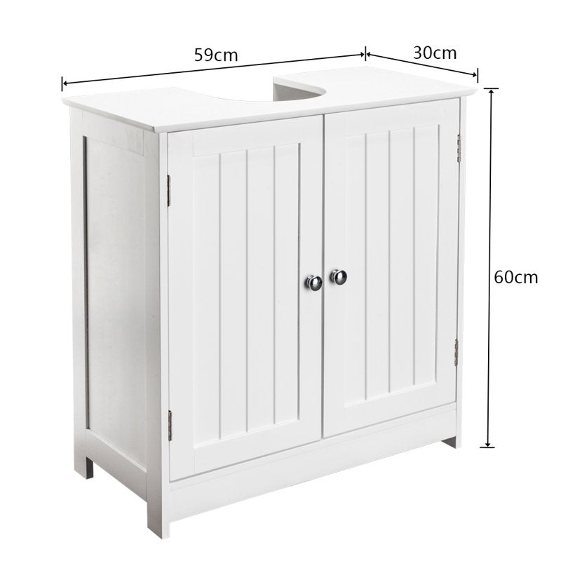 Bathroom Sink Cabinet Storage Furniture White Waterproof MDF Under-Sink Organizer