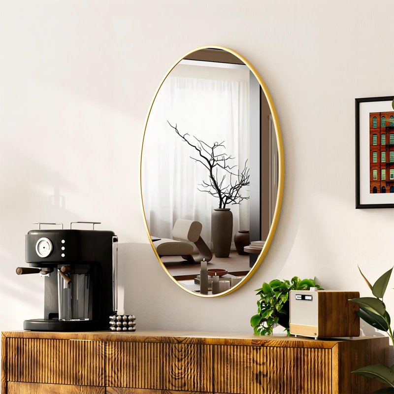 Oval Bathroom Mirror 20x28 Inches Wall Mirror Gold - Elegant & Durable