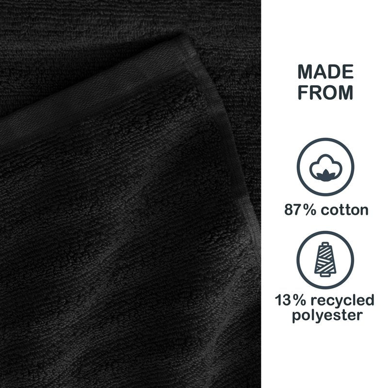 Mainstays Performance Textured Bath Towel - Black, 54 x 30 Inches - Rich Black