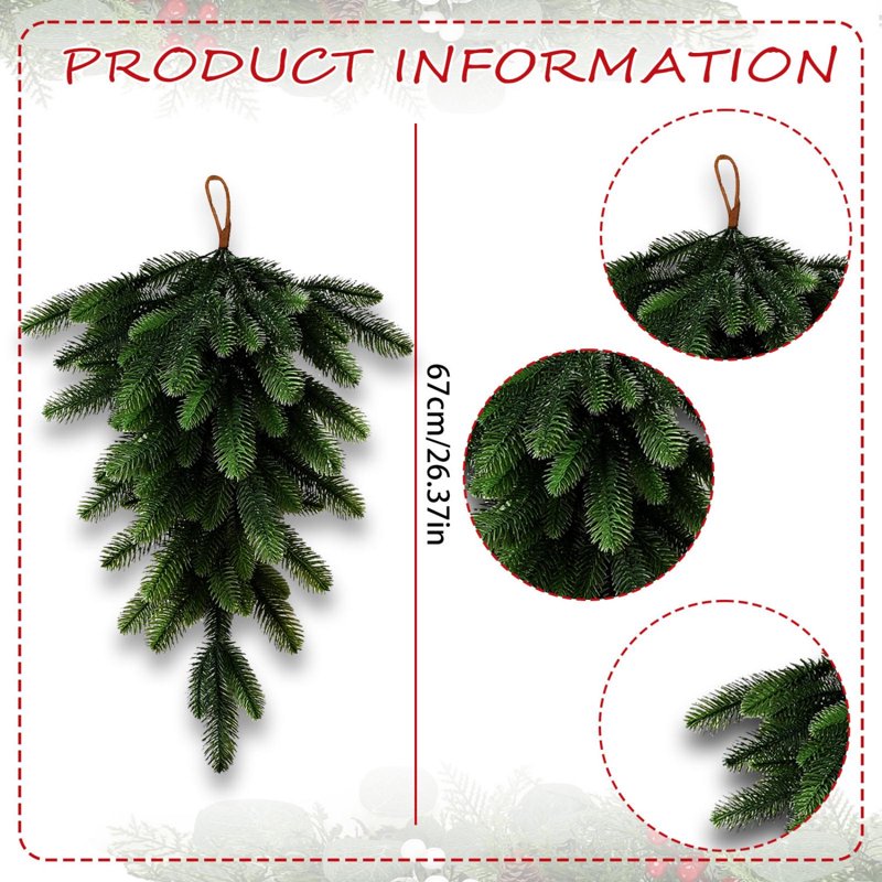 Artificial Pine Needle Wall Garland for Christmas - 26 Inch Holiday Decor - Variation of Christmas Decoration P
