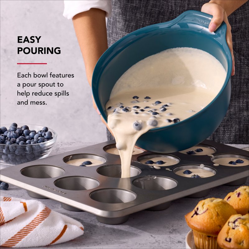 7-Piece Plastic Nesting Mixing Bowl Set with Lids - Agave