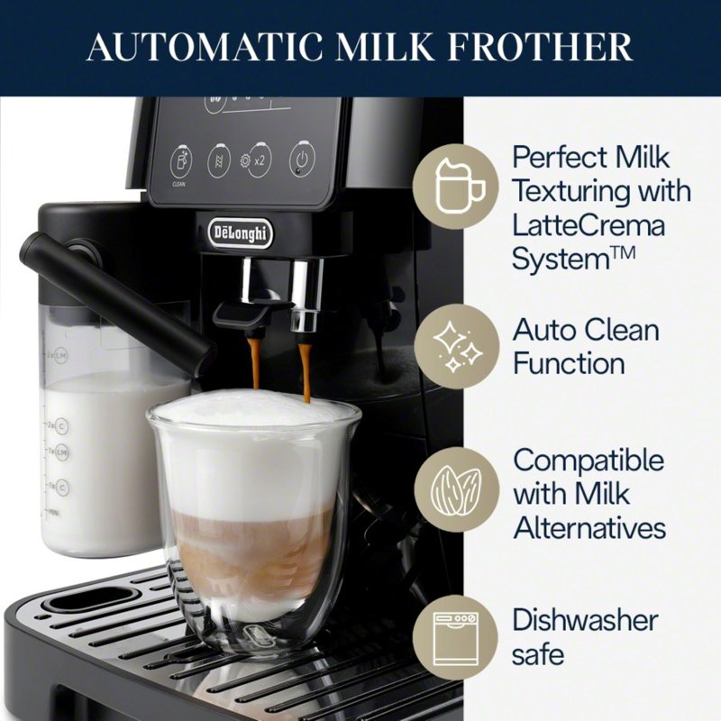 Automatic Espresso Machine with Milk Frother & Grinder - 5 One-Touch Recipes