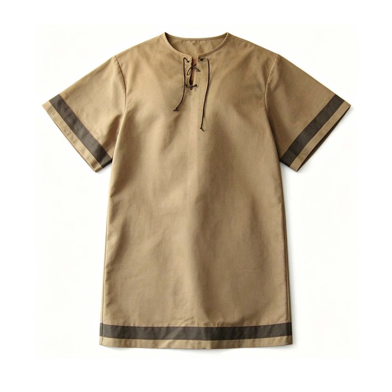 Men's Medieval Viking Surcoat Costume - Khaki L - Short Sleeve Halloween Cosplay