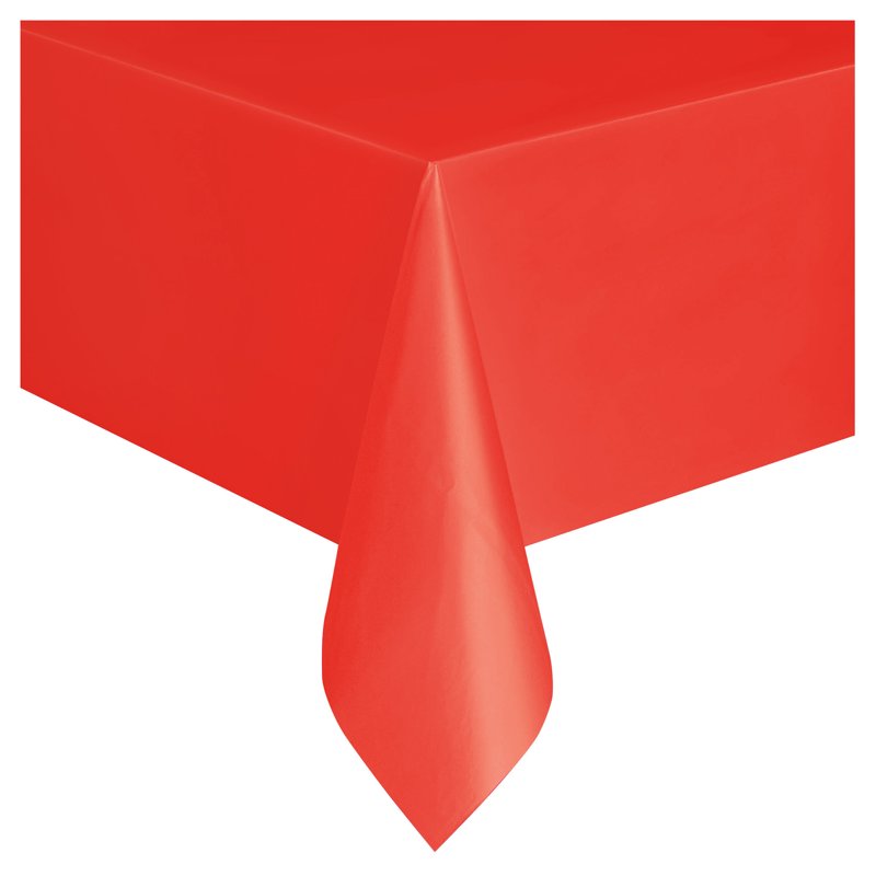 Red Rectangular Plastic Table Covers - 54" x 108" - 6 Pack