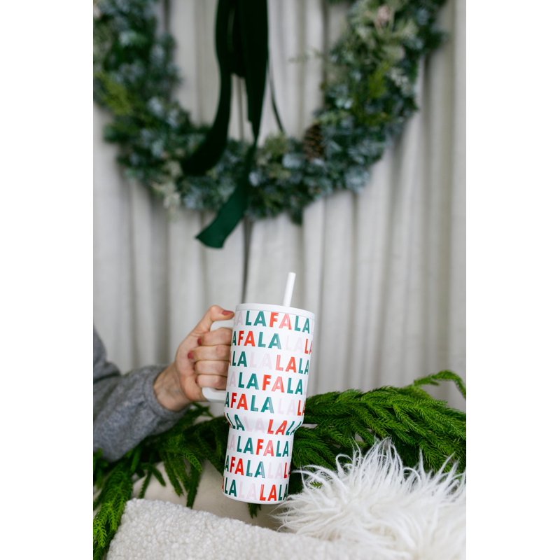 Insulated Stainless Steel Trek Tumbler with Straw Lid - Fa La La