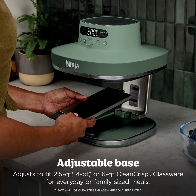 Ninja Crispi Pro Glass Air Fryer 6-Qt - Green, 4-in-1 Cooking