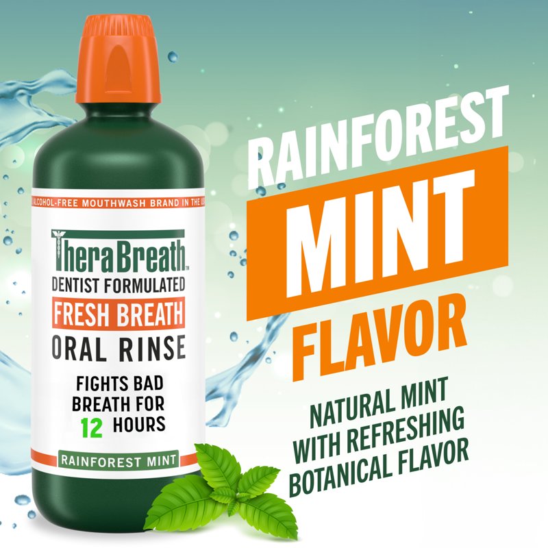 Fresh Breath Mouthwash, Rainforest Mint, Alcohol-Free, 33.8 oz Oral Rinse
