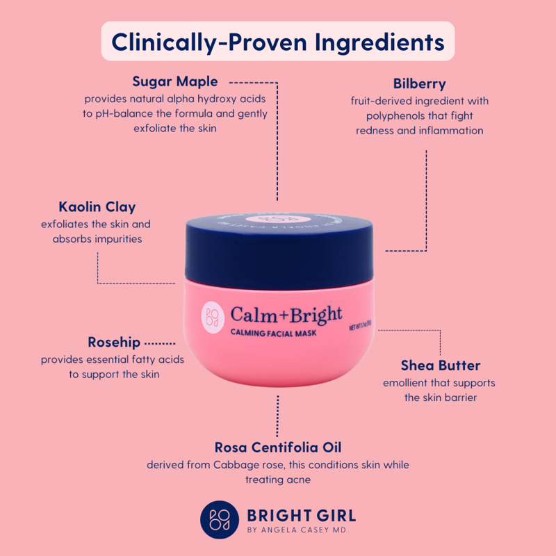 Calming Clay Face Mask for Teens, Soothing Acne and Redness, 1.7 oz