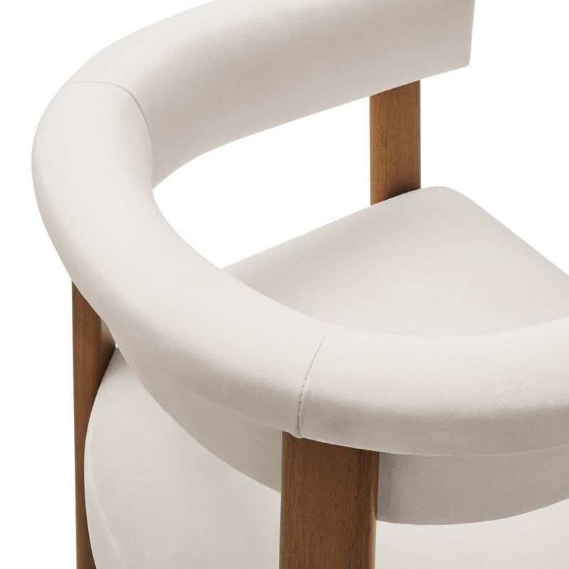 Performance Velvet Barrel Dining Chairs Set of 2 - White