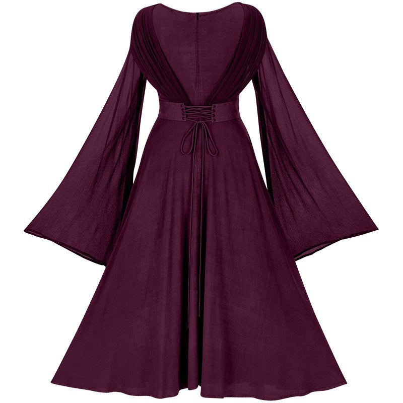Victorian Renaissance Fairy Costume Dress for Women - Purple, Size L - Medieval Witch Cosplay