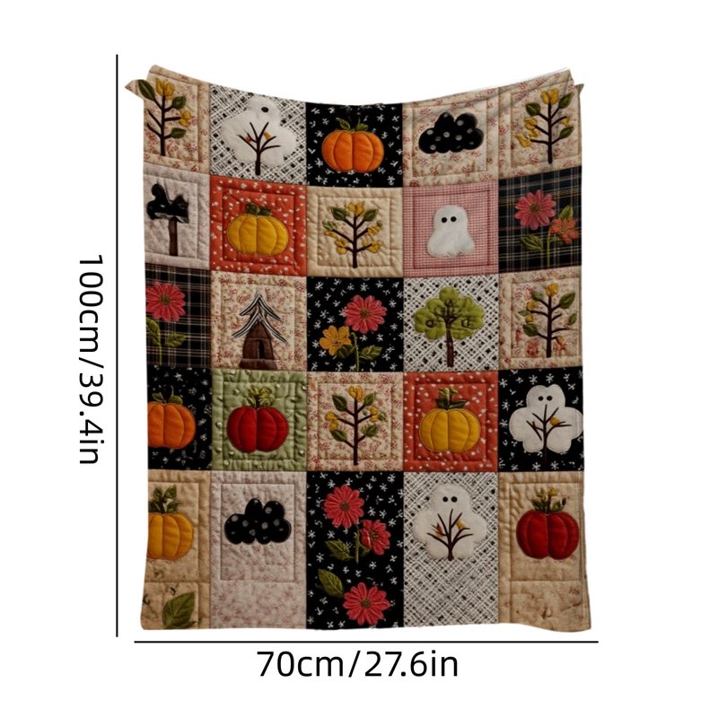 Halloween Ghost Pumpkin Throw Blanket White 70x100cm Flannel Cozy Decor