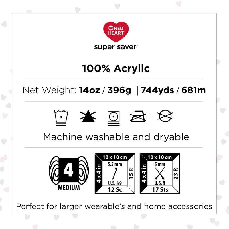 Red Heart Super Saver Worsted Weight Acrylic Yarn - Paddy Green, Single