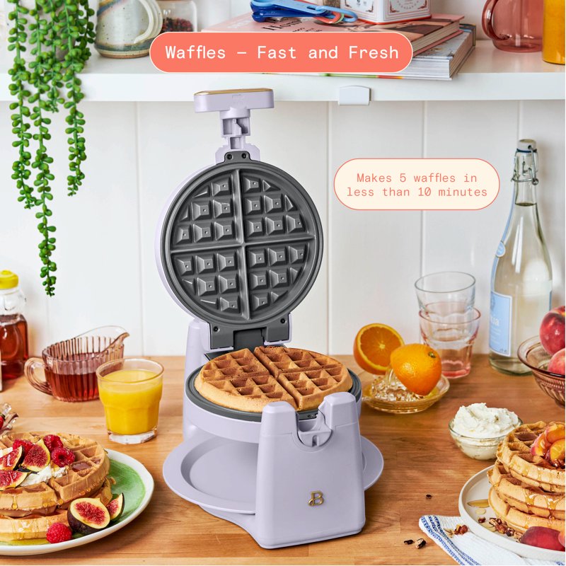 Rotating Belgian Waffle Maker - Lavender, 900W, 5 Waffles