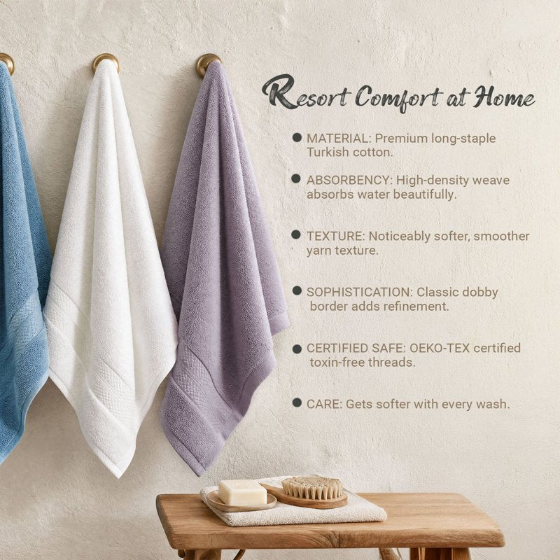Superior Aria Turkish Cotton 9-Piece Towel Set - Black, Ultra Soft & Heavyweight