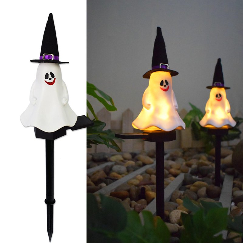 Halloween Decorations Outdoor Solar Lights - White Clear Accent, Spooky Yard Lighting