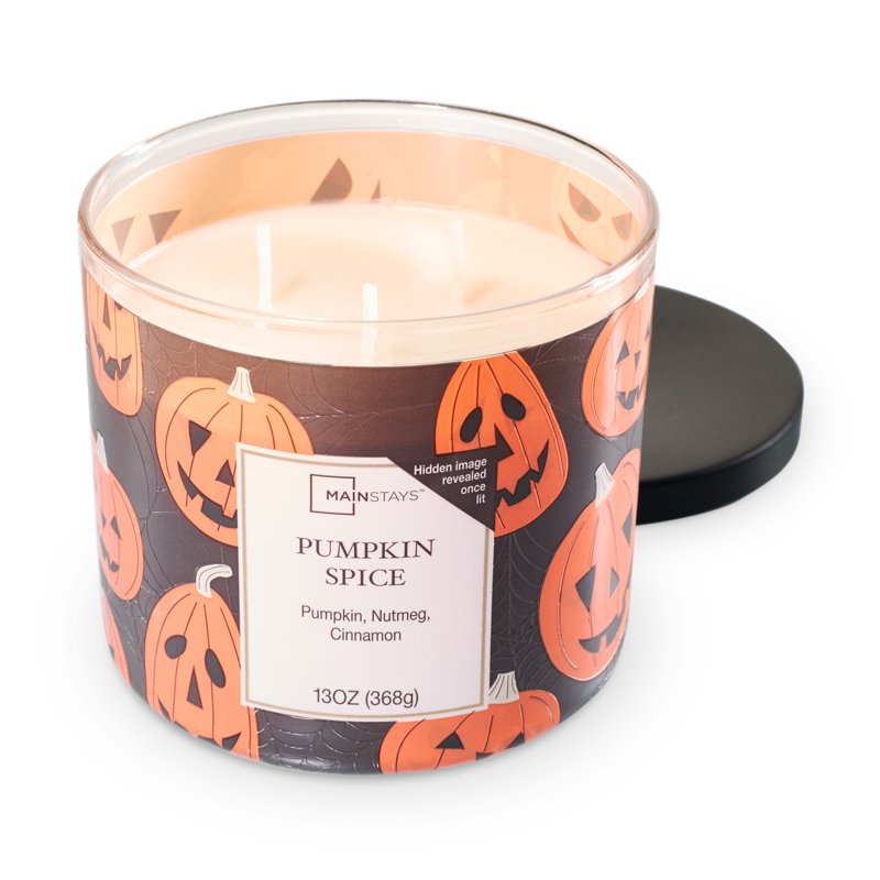 Pumpkin Spice Scented Candle with 3 Wicks, Fall Decor & Festive Wrap, 13 oz