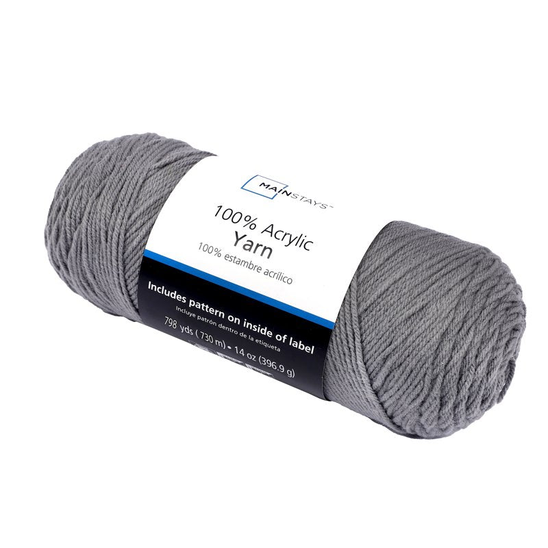 Mainstays Medium Acrylic Yarn - Grey 14 Oz 798 Yards, Knitting & Crochet