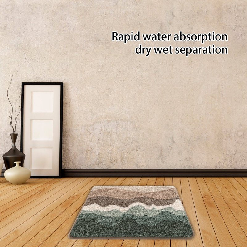 Multicolor Soft Absorbent Quick Dry Bathroom Rug - Blue, Machine Washable