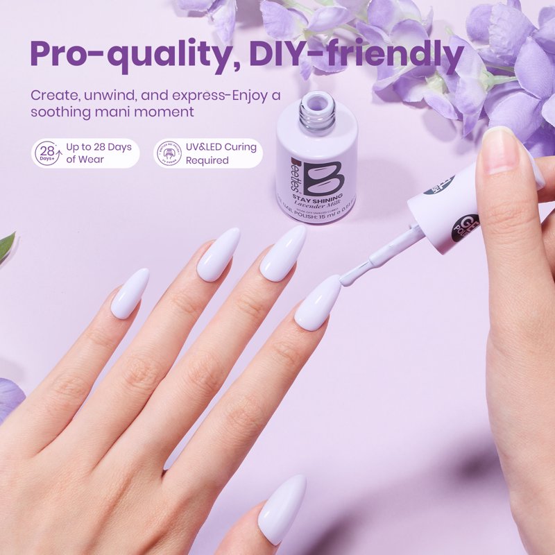 Lavender Milk Gel Nail Polish - Salon-Quality Glossy Lilac Finish 0.51 fl oz