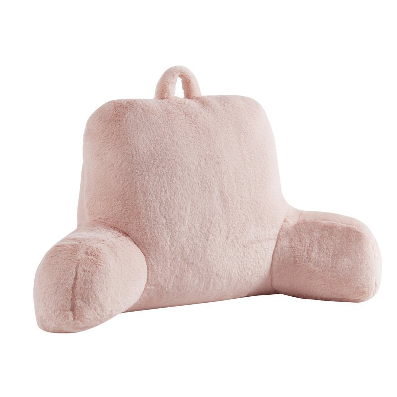 Mainstays Faux Fur Plush Bed Rest Pillow - Peach Pink, 18.5 x 32.5 in