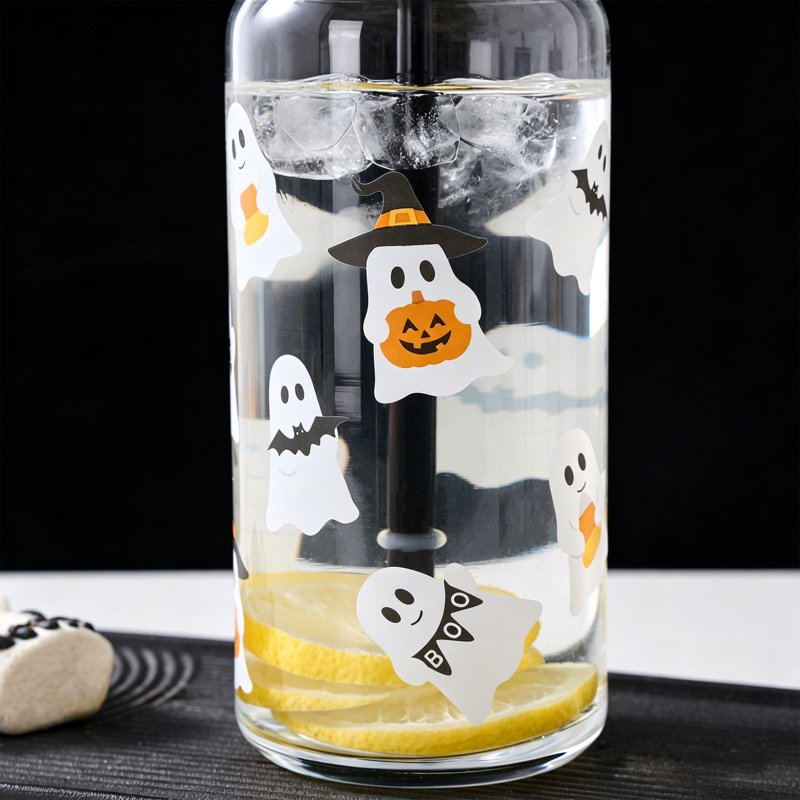 Halloween Ghost 20oz Glass Can Sipper - 2 Pack