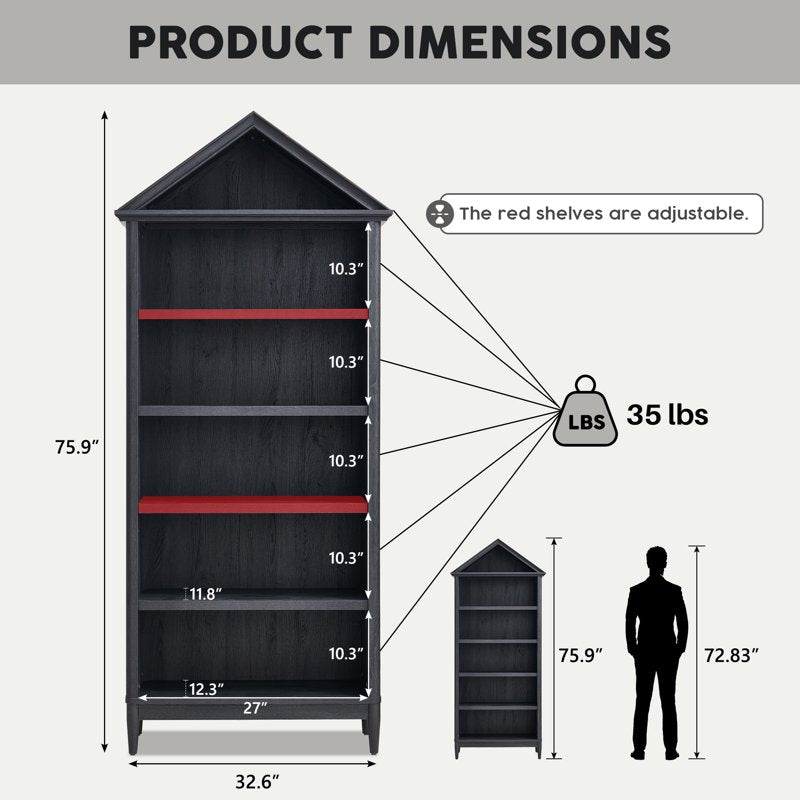 Tall Grey Bathroom Cabinet - 75.9" Arch Storage with Adjustable Shelves - Freestanding Waterproof Wood