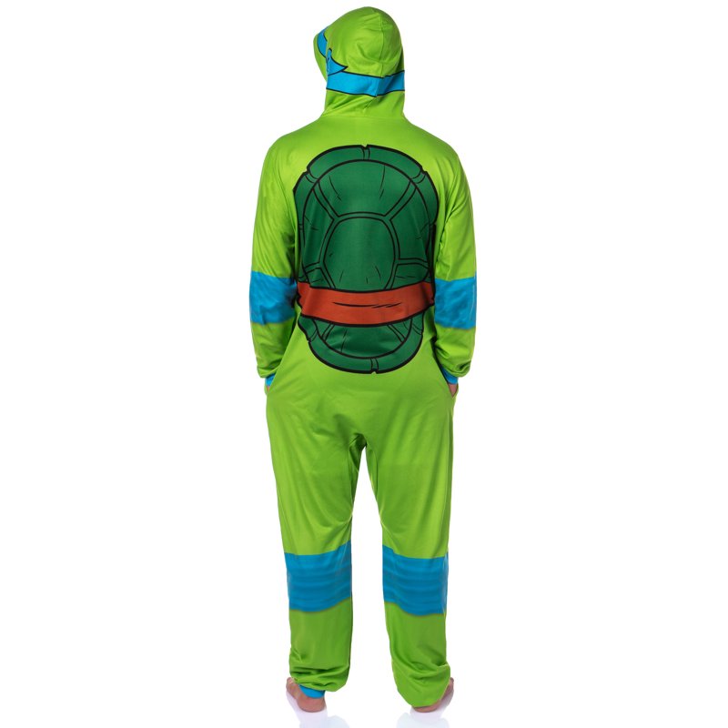 Kids Blue Teenage Mutant Ninja Turtles Hooded Union Suit - TMNT Pajama Costume