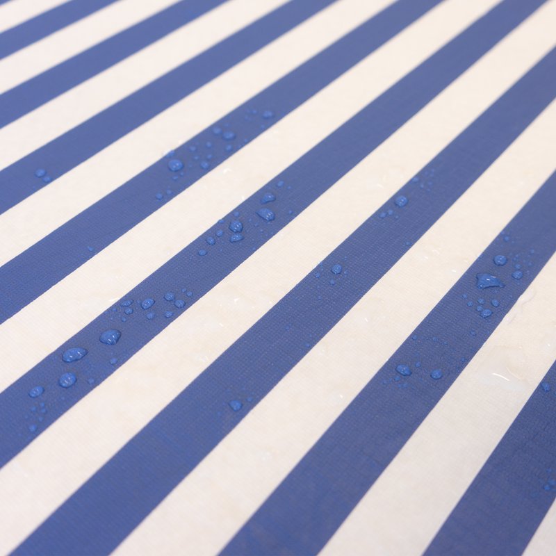 Elastic Fitted Table Cover - Waterproof Vinyl, 6 ft - White/Blue Stripe