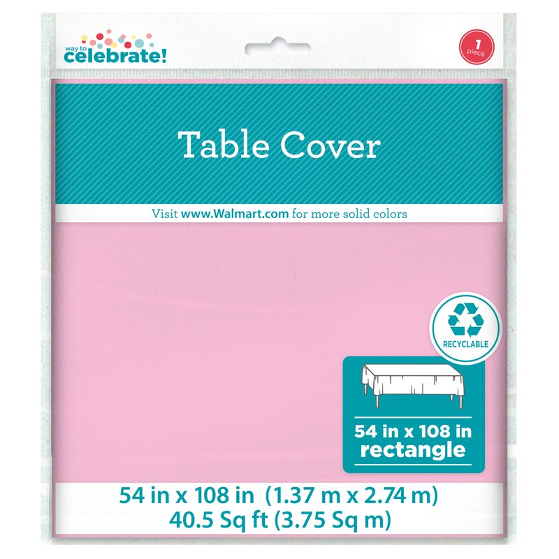Light Pink Rectangular Plastic Table Cover - 54" x 108" - Single