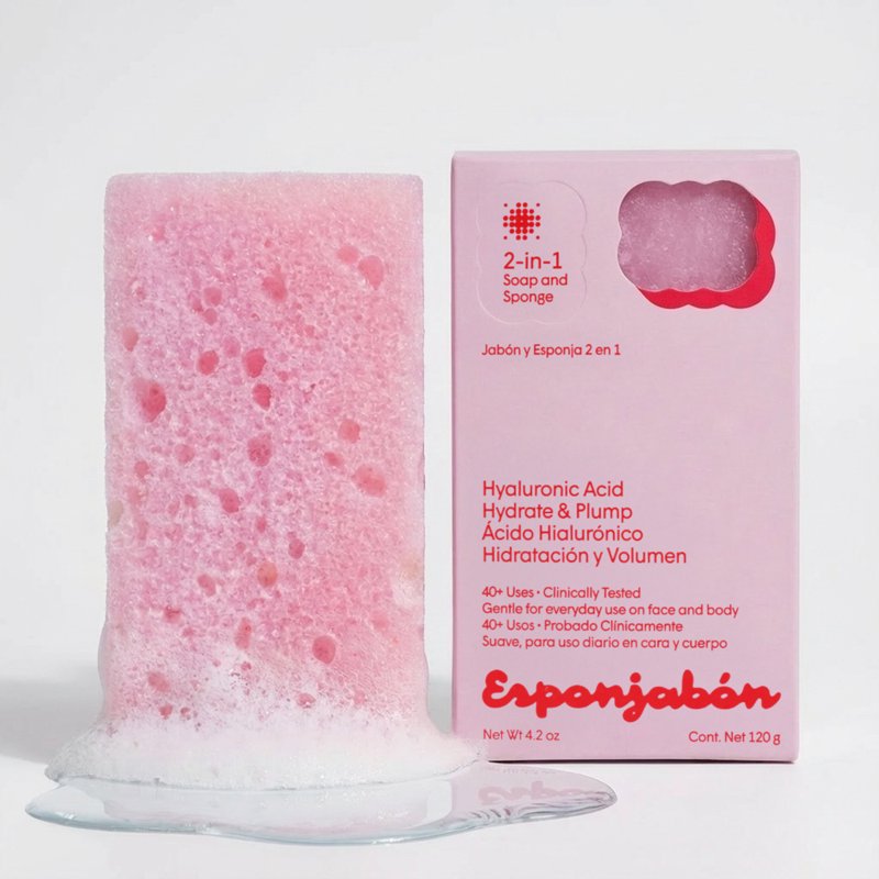 Hyaluronic Acid Soap Sponge - 2-in-1 Hydrating Cleanser for Face & Body - 4.2 oz