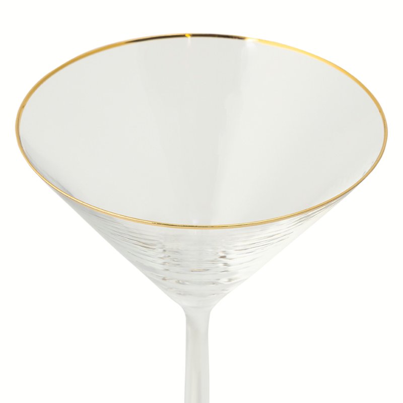 7 oz Martini Glasses with Gold Rim - 2 Pack