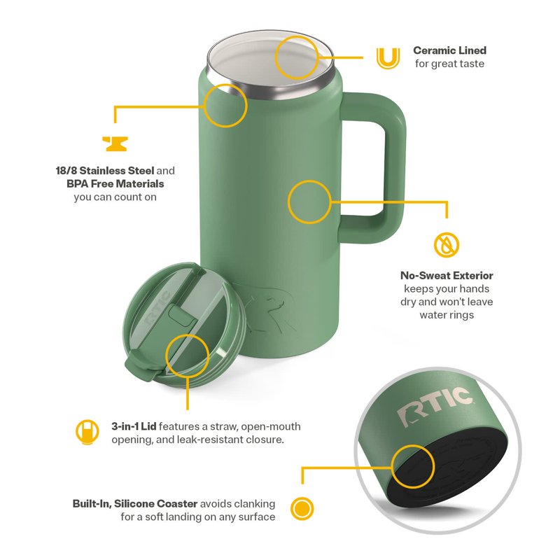 64 oz Road Trip Tumbler with Handle & Leak-Resistant Lid - Sage