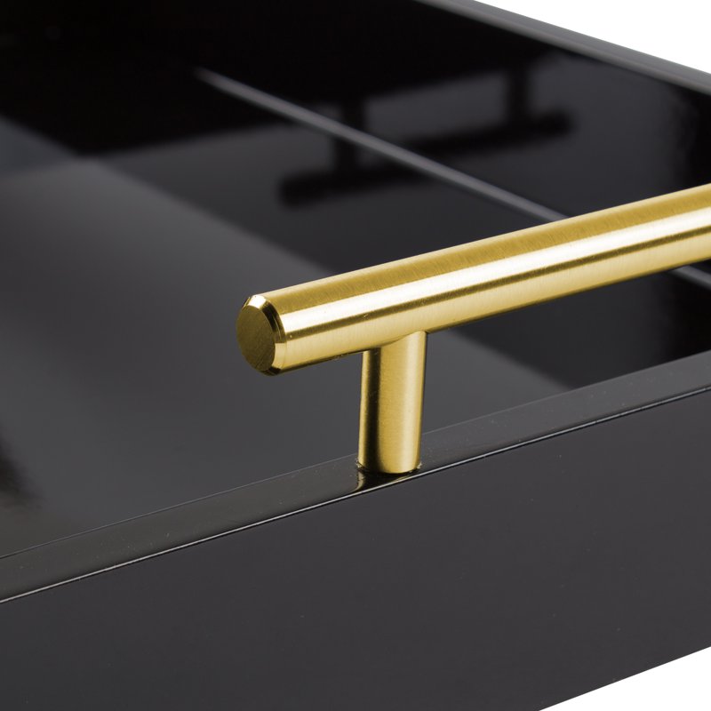 Narrow Rectangle Wood Accent Tray - Black 10x24