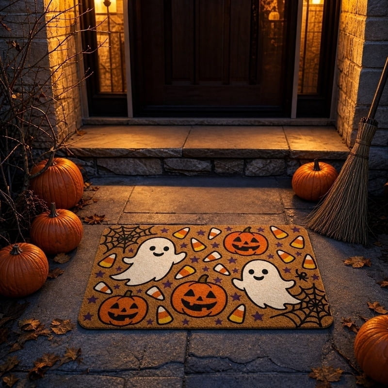 OutmaxHome Halloween Doormat S - 15.8x23.6 Inch Non-Slip Absorbent Entry Rug