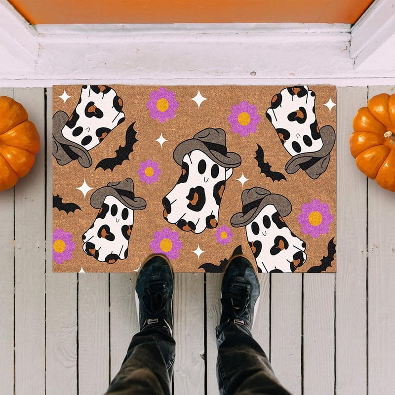 Halloween Cow Ghost Welcome Doormat - 23.6x15.7in Indoor Front Door & Floor Mat - Variation 48 Ghost
