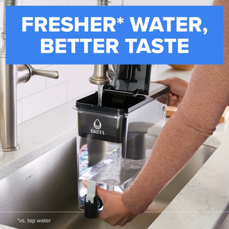 27-Cup Water Filtration Dispenser - BPA-Free, Black - Single Elite Filter